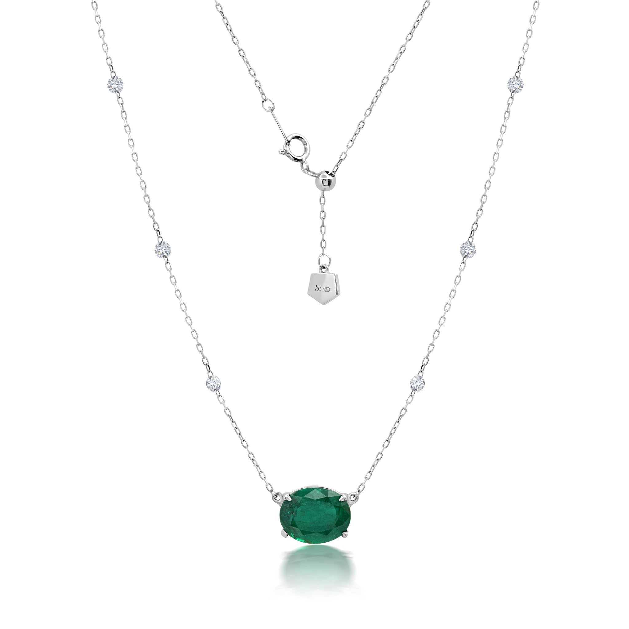 Oval Emerald &amp; Diamond Necklace