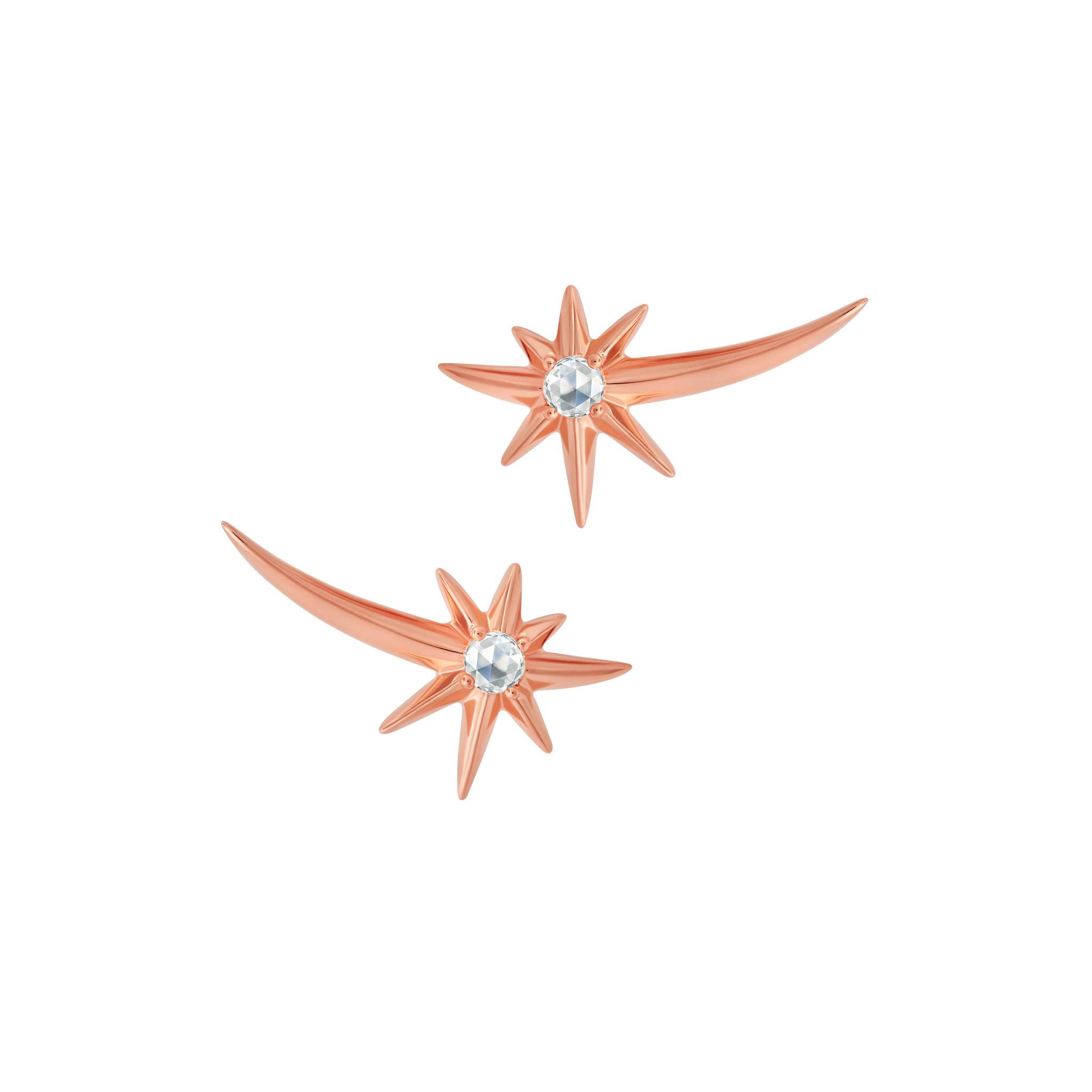 Graziela Gems - Shooting Starburst Earrings - Rose Gold