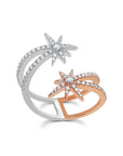 Diamond Shooting Starburst Ring Two Tone