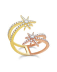 Diamond Shooting Starburst Ring Two Tone
