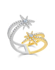 Diamond Shooting Starburst Ring Two Tone