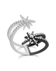 Diamond Shooting Starburst Ring Two Tone