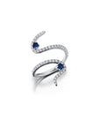 Blue Sapphire & Diamond Swirl Ring