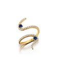 Blue Sapphire & Diamond Swirl Ring