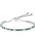 Graziela Gems - White Diamond & Emerald Bolo Bracelet - White Gold