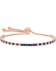 Graziela Gems - White Diamond & Blue Sapphire Bolo Bracelet - Rose Gold