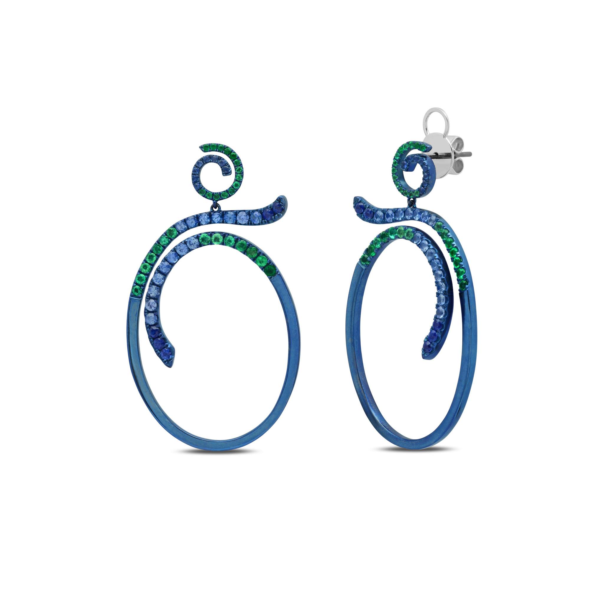 Sapphire Emerald Blue Titanium Earrings – Graziela1