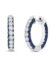 Graziela Gems - Sapphire & Diamond 3 Sided Hoop Earrings -