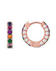 Graziela Gems - Rainbow & Diamond 3 Sided Hoop Earrings - Rose Gold