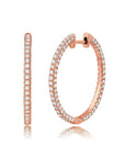 Graziela Gems - 1" 2ct Diamond 3 Sided Hoop Earrings - Rose Gold