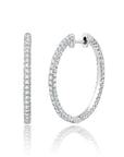 Graziela Gems - 1" 2ct Diamond 3 Sided Hoop Earrings - White Gold