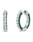 Graziela Gems - Emerald & Diamond 3 Sided Hoop Earrings -
