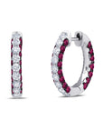 Graziela Gems - Ruby & Diamond 3 Sided Hoop Earrings - 