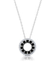 Graziela Gems - Necklace - Black & White Diamonds 3 Sided Circle Necklace - 