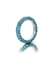 Swiss Blue & Blue Rhodium 3 Sided Ring