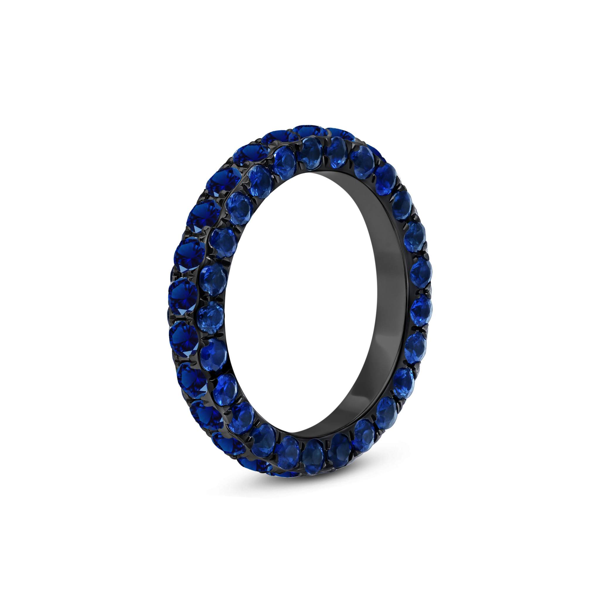 Blue Sapphire 3 Sided Band Ring