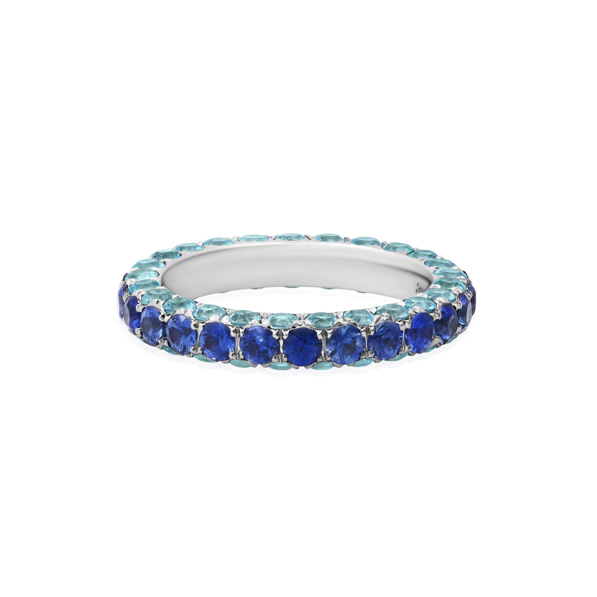 Blue Sapphire &amp; Sky Blue Topaz 3 Sided Band Ring