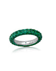 Green Rhodium Emerald 3 Sided Band Ring