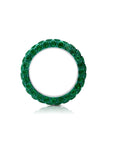 Green Rhodium Emerald 3 Sided Band Ring