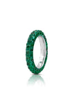 Green Rhodium Emerald 3 Sided Band Ring