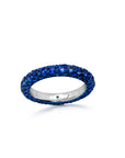 Blue Rhodium Blue Sapphire 3 Sided Band Ring