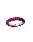 Red Rhodium Ruby 3 Sided Band Ring
