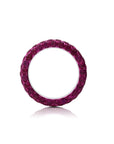 Red Rhodium Ruby 3 Sided Band Ring