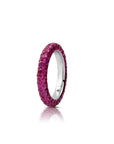 Red Rhodium Ruby 3 Sided Band Ring