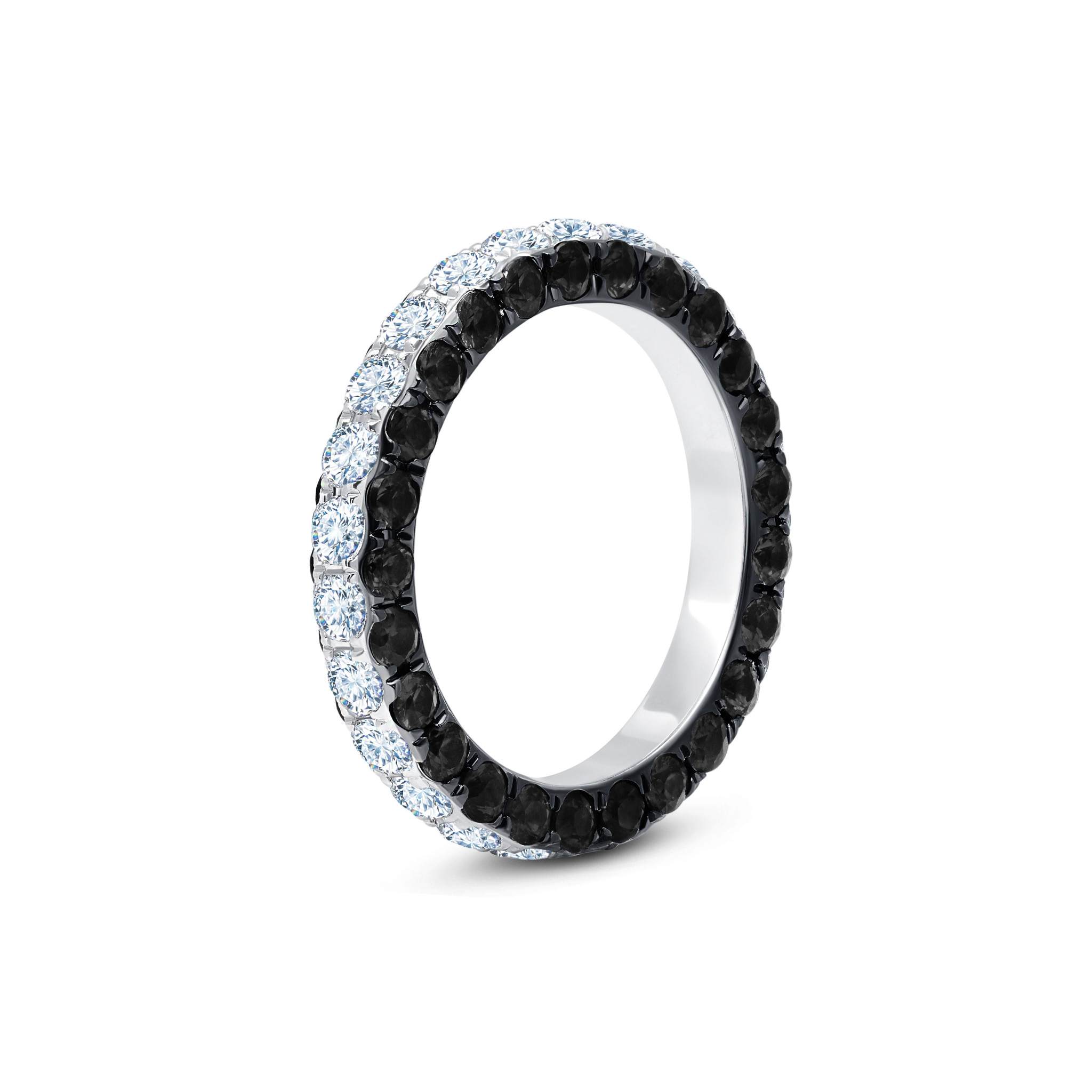 Black &amp; White Diamond 3 Sided Band Ring