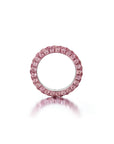 product image showing one side of three sided pink sapphire ring