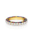 Rainbow Gem & Diamond 3 Sided Band Ring