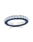 Blue Sapphire & Diamond 3 Sided Band Ring