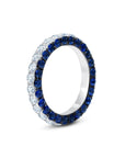 Blue Sapphire & Diamond 3 Sided Band Ring