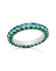 Emerald & Apatite 3 Sided Band Ring