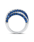 Blue Sapphire & Diamond 3 Sided X Ring