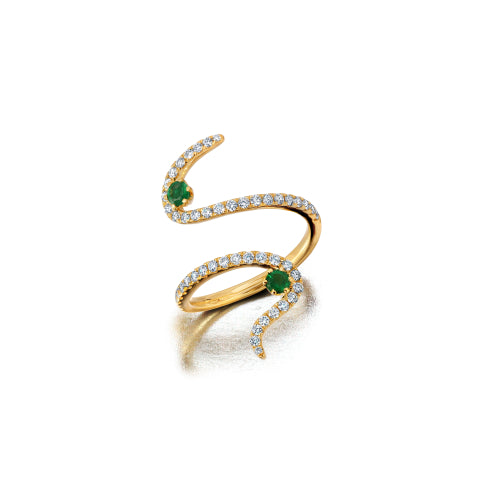 Emerald &amp; Diamond Swirl Ring