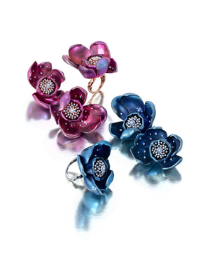 Large Purple Titanium Orchid Earrings