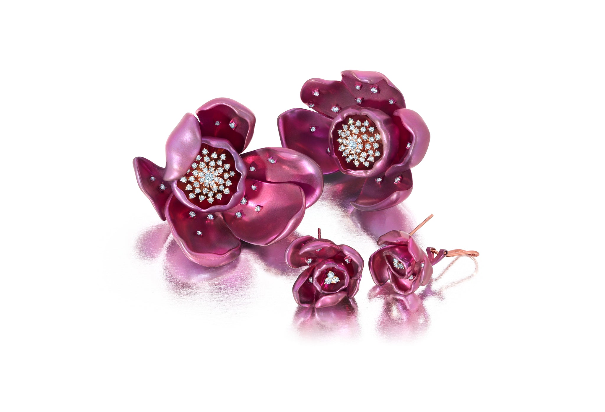 Large Purple Titanium Orchid Earrings