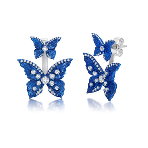 Blue Morpho Diamond Earrings