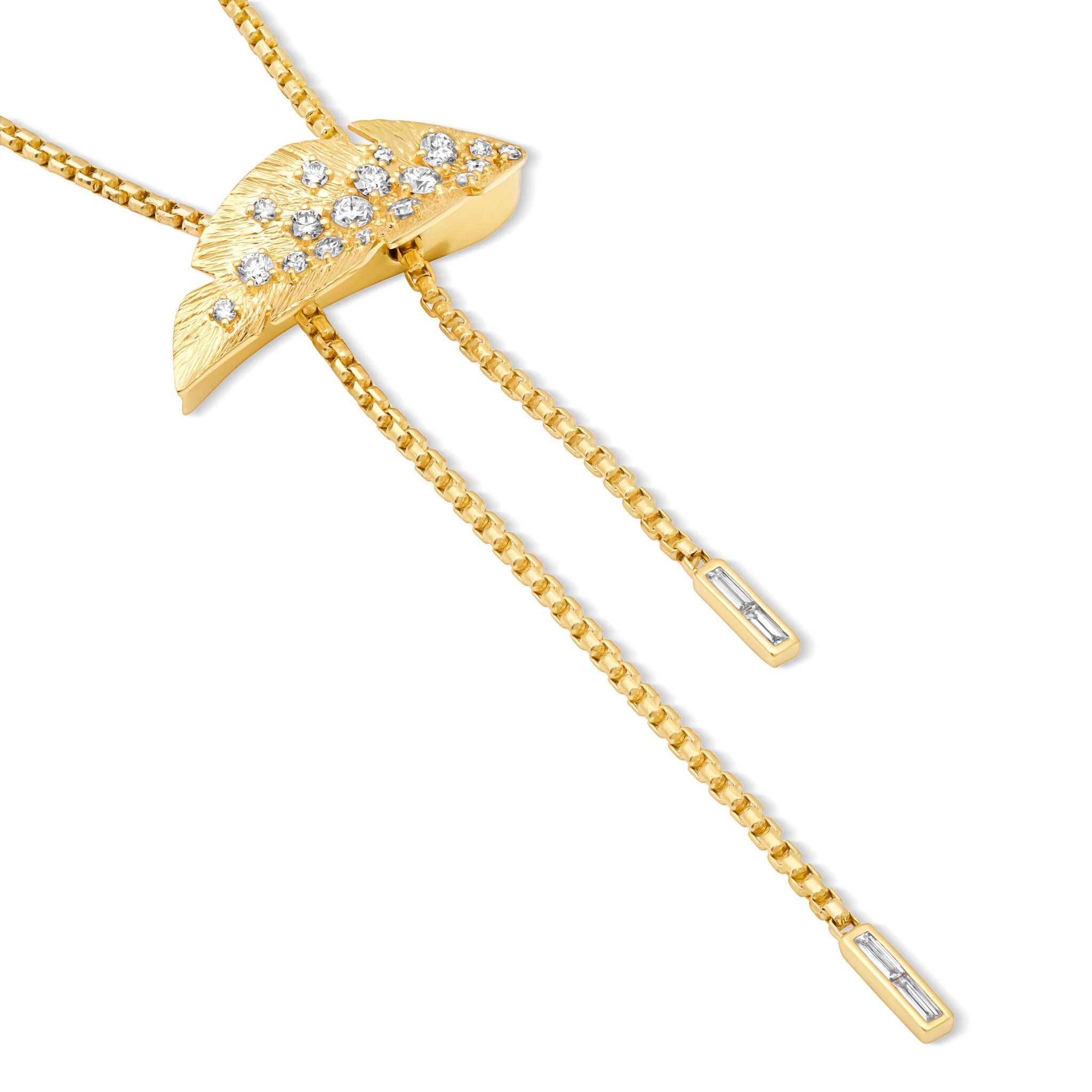 Diamond Folha Slide Lariat Necklace