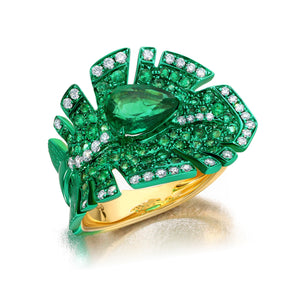 Emerald Folha Ring