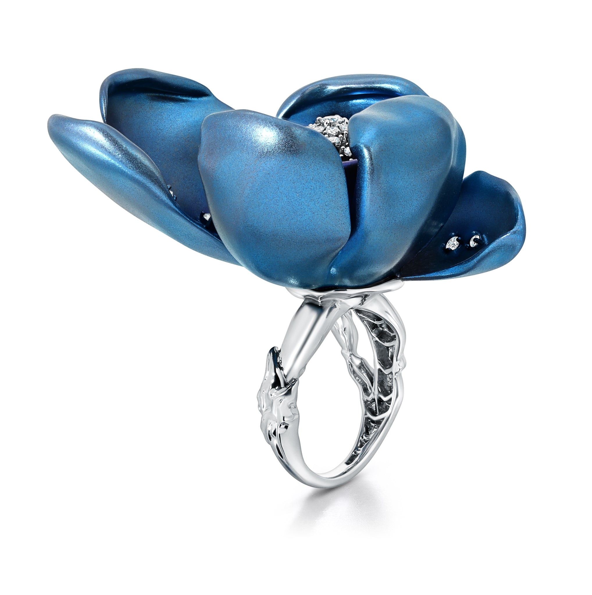 Large Blue Titanium Orchid Ring