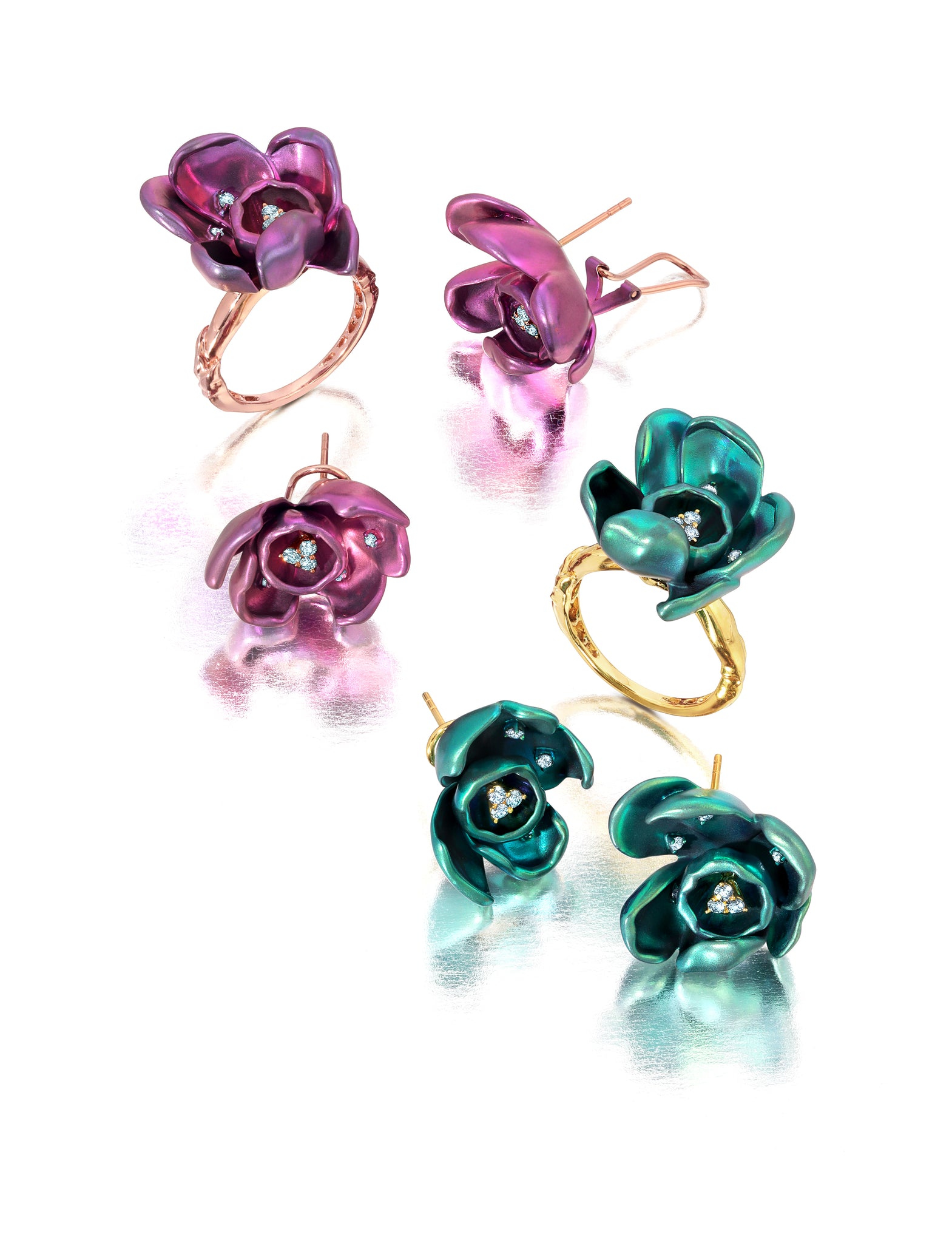 Purple Titanium Orchid Earrings