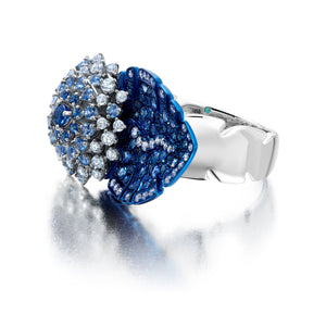 Blue Sapphire Folha Ring