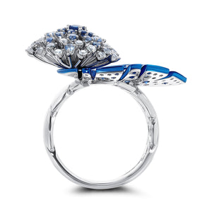 Blue Sapphire Folha Ring
