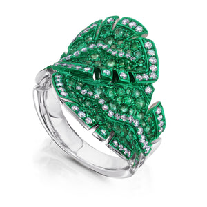 Emerald Folha Bypass Ring