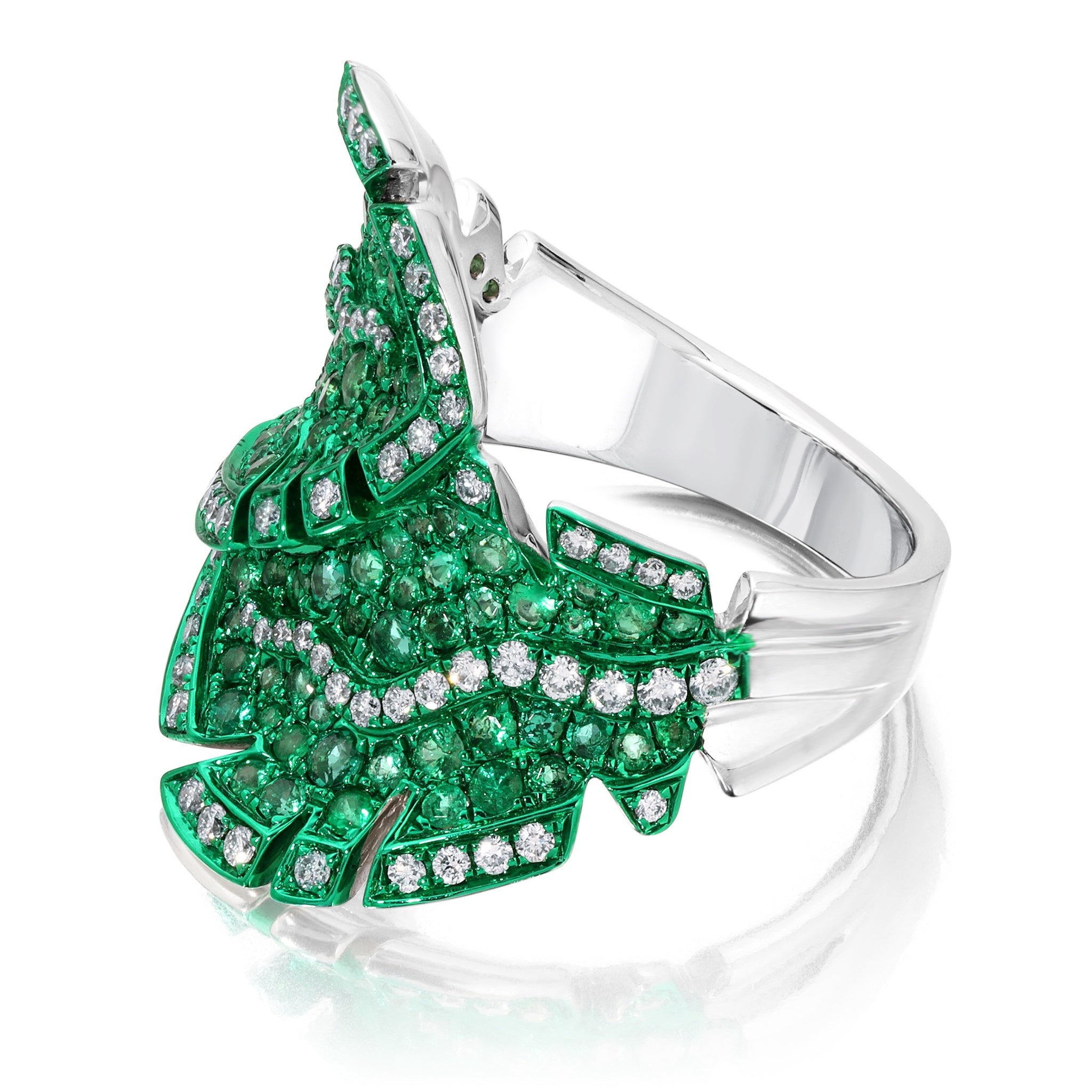 Emerald Folha Bypass Ring