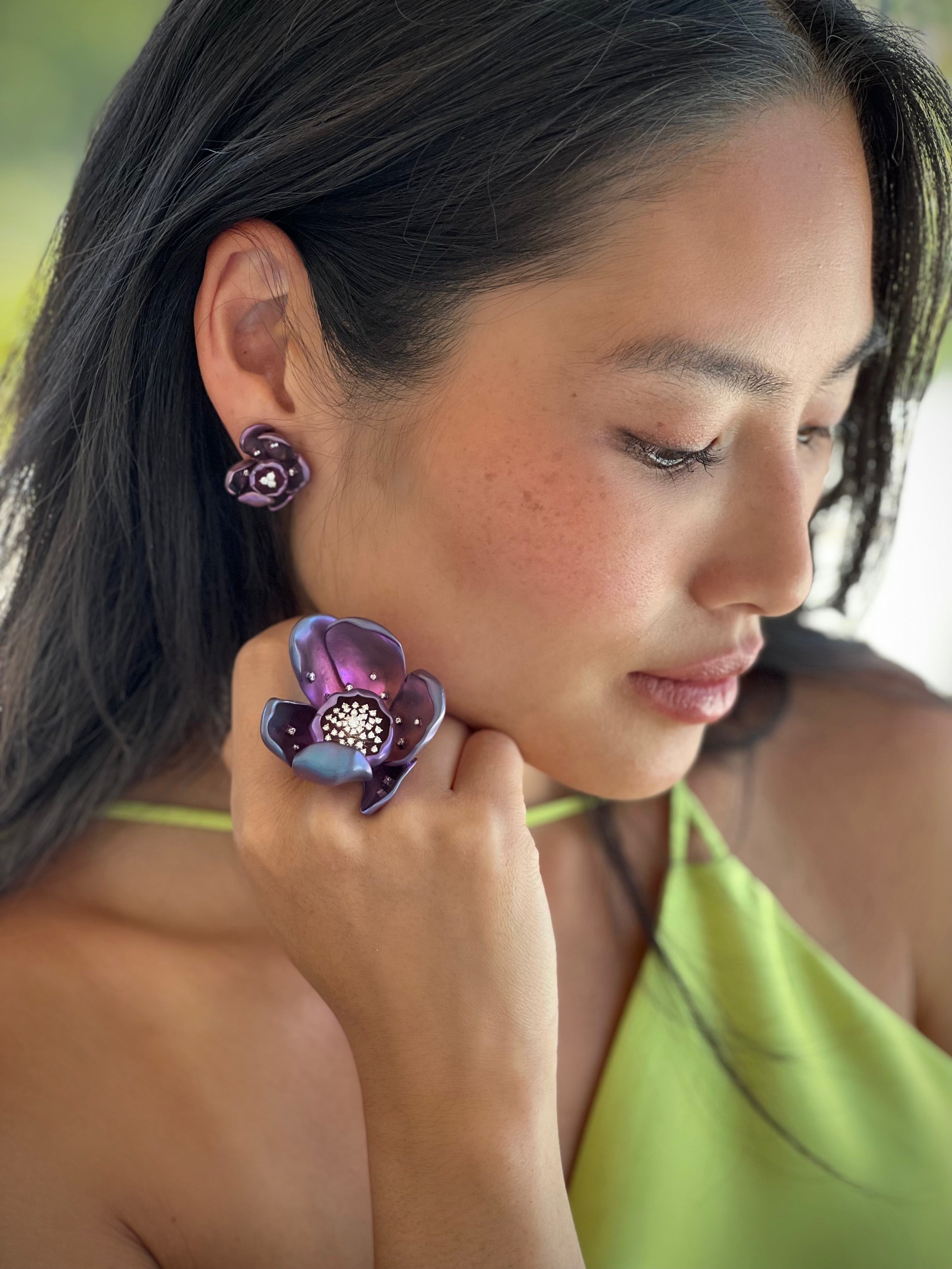 Blue Titanium Orchid Earrings