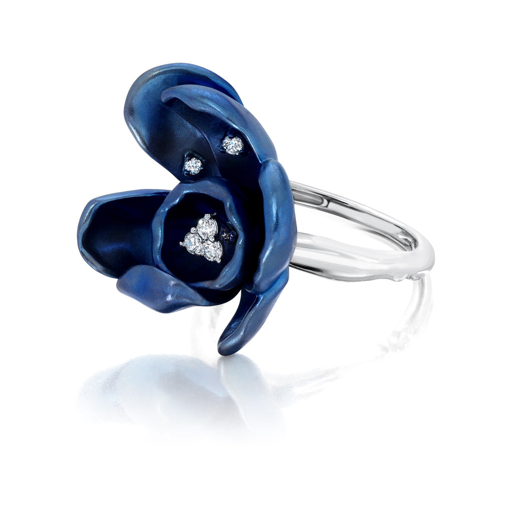 Graziela Blue Rhodium Coil Ring main image 1