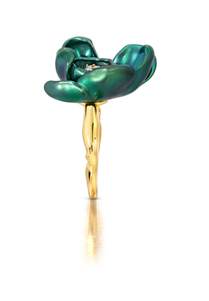 Green Titanium Orchid Ring